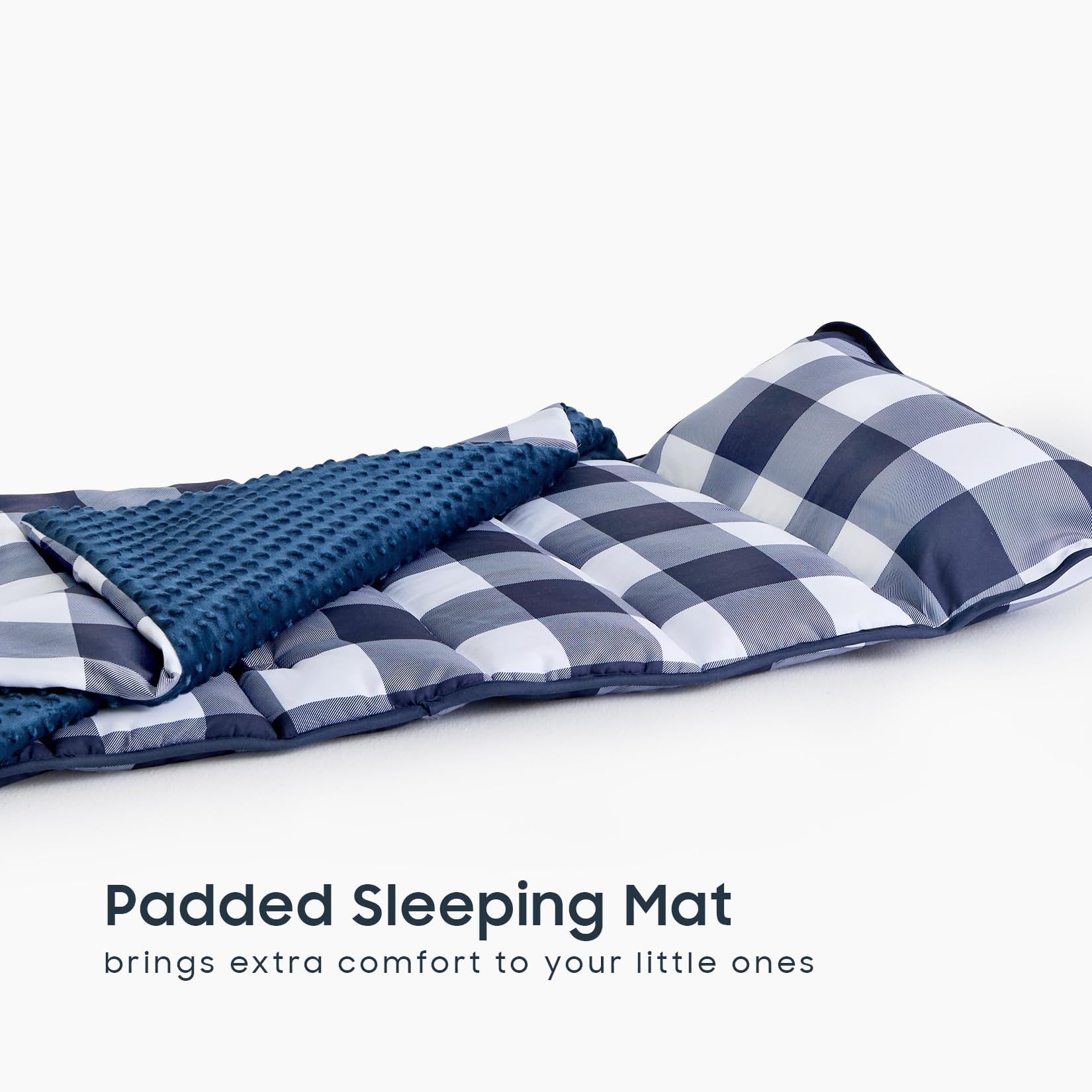 Wake In Cloud nap mat with name cards helps kids identify gear.