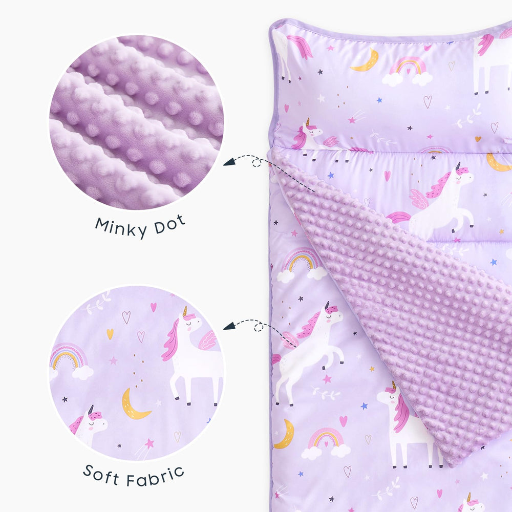 Wake In Cloud nap mat name cards help identify children's belongings.