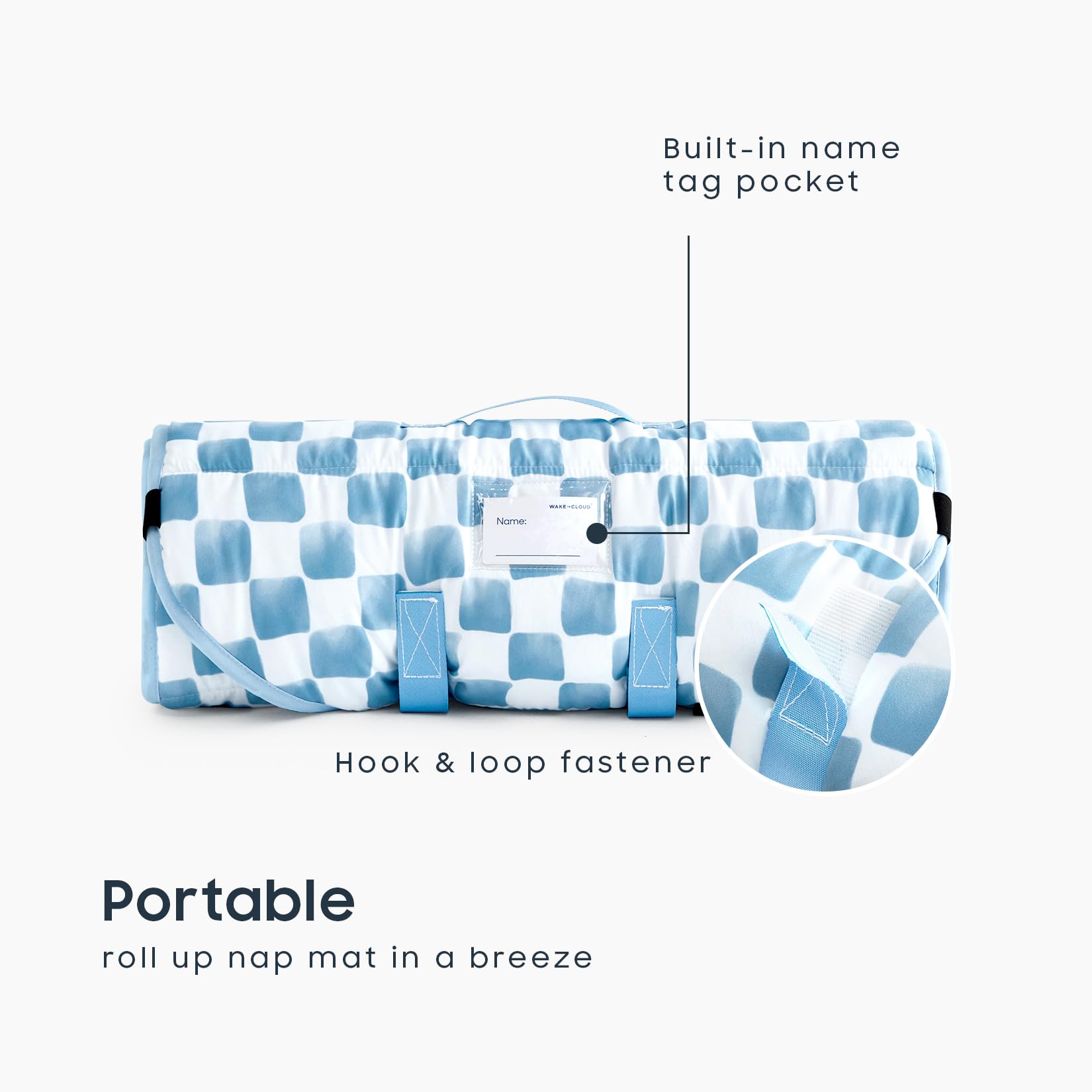Wake In Cloud nap mat with detachable pillow for customizable nap comfort