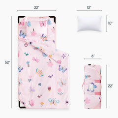 Wake In Cloud nap mat pink with detachable pillow for flexible comfort