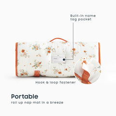 Wake In Cloud nap mat roll and handle for easy preschool transport.