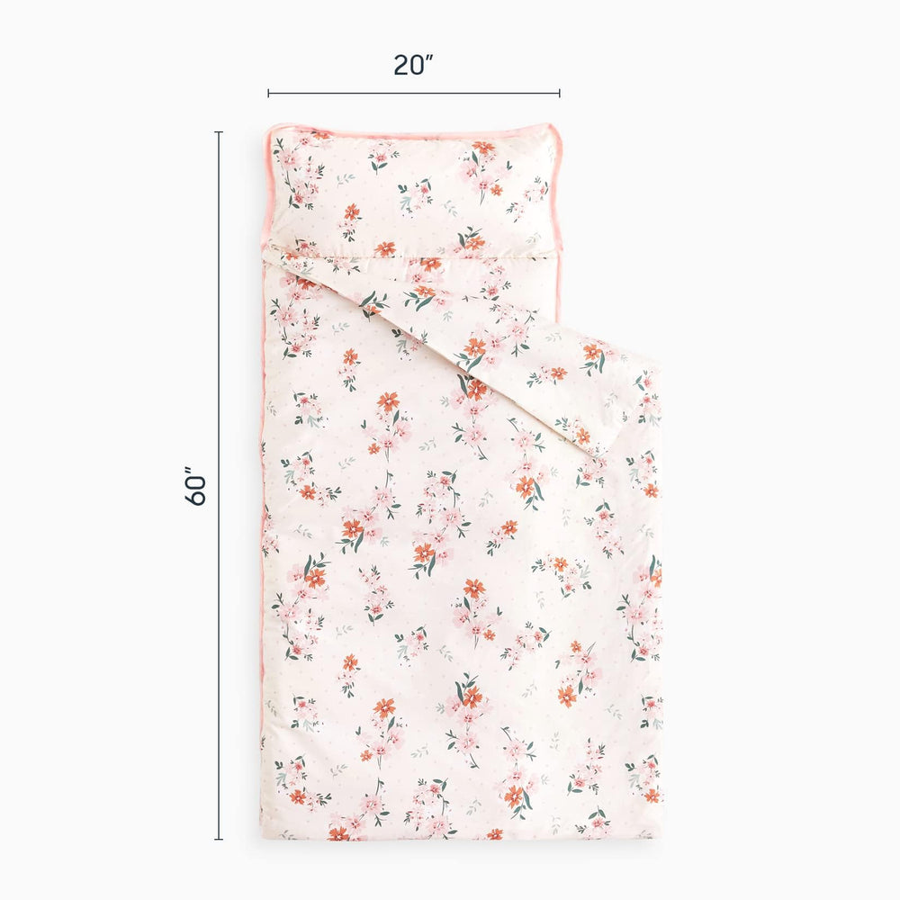 Wake In Cloud nap mat roll-up handle for daycare and travel convenience.