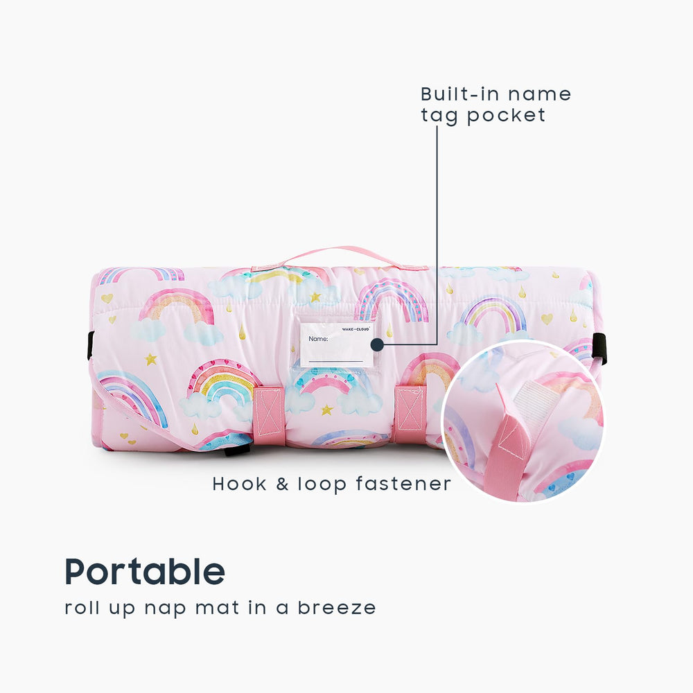 Wake In Cloud nap mat roll-up with Velcro for easy transport