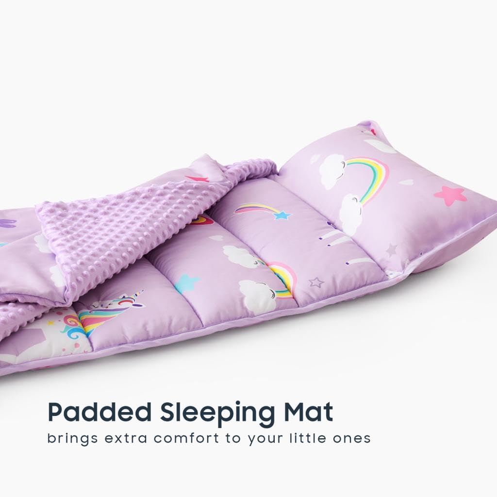 Wake In Cloud nap mat roll with a secure hook and loop fastener and handle