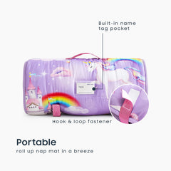 Wake In Cloud nap mat rolled closure keeps belongings secure during transport