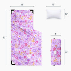 Wake In Cloud nap mat rolled and strapped for easy preschool transport