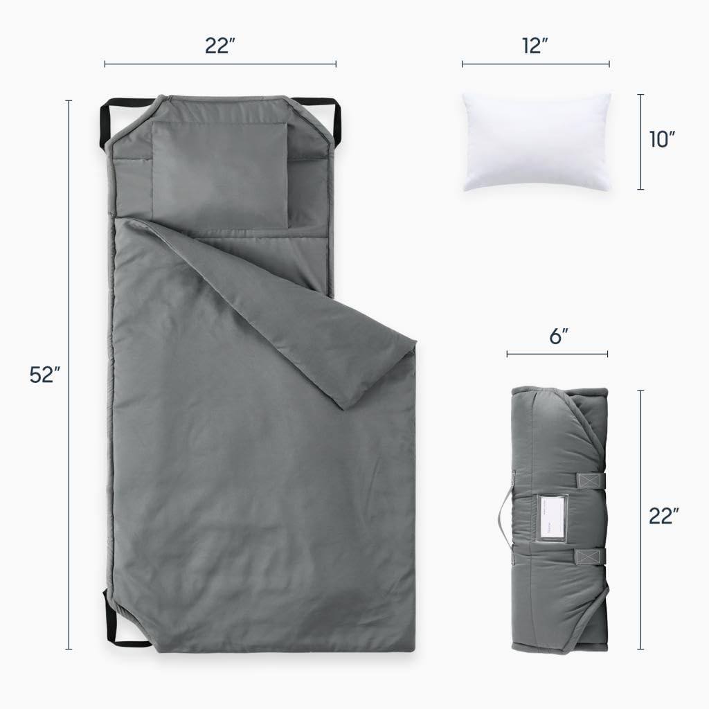 Wake In Cloud nap mat ready for sleepovers with compact setup and blanket