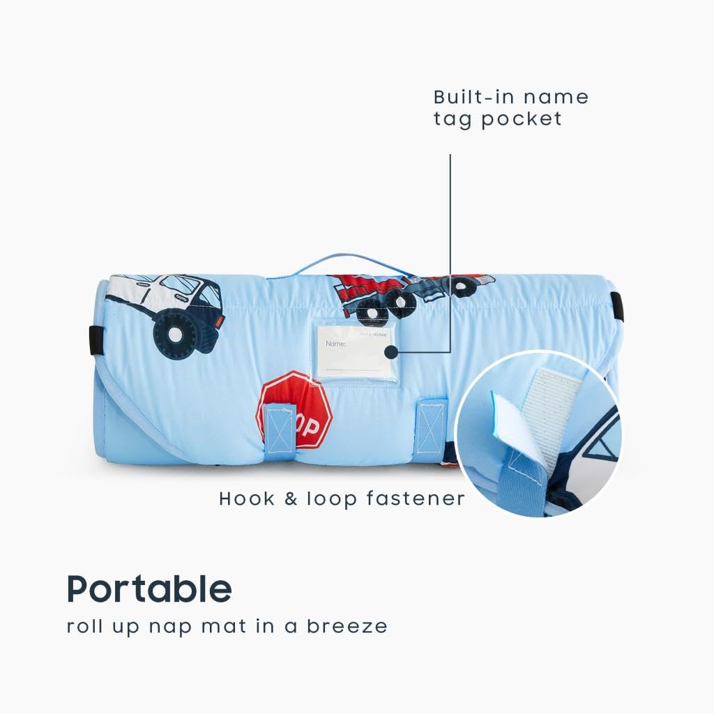 Wake In Cloud nap mat vehicle design close-up highlights rescue cars for imaginative rest