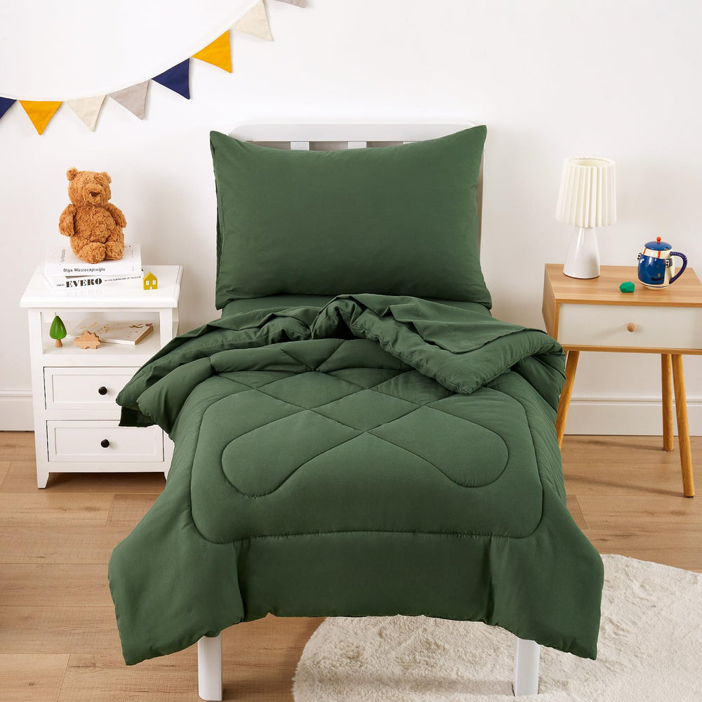 Wake In Cloud olive-green comforter close-up highlights soft microfiber warmth