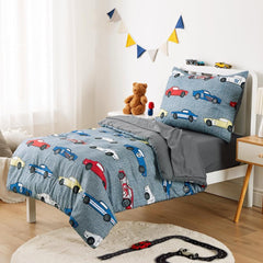 Wake In Cloud race car flat sheet provides a smooth, breathable sleep surface.