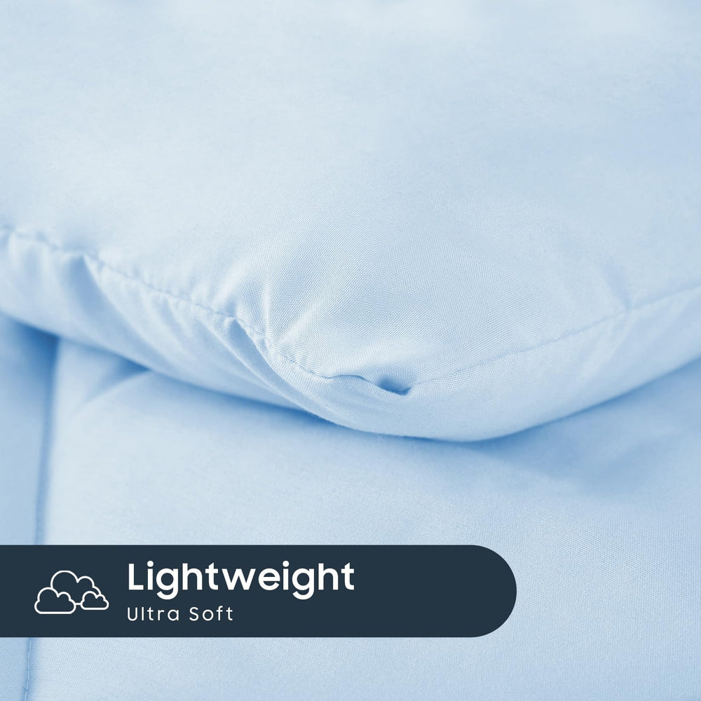 Wake In Cloud light blue color toddler bedding supports soothing bedtime routines.