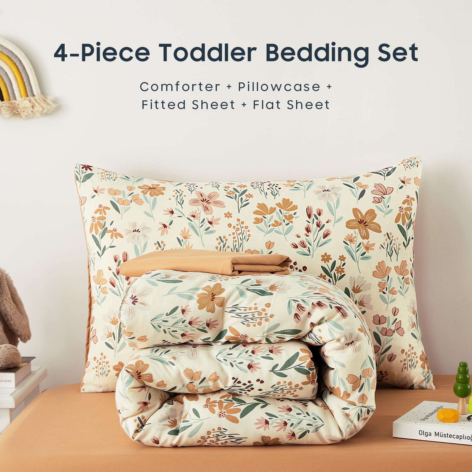 Wake In Cloud bedding in a bright girl’s room demonstrates stylish, kid-friendly decor.