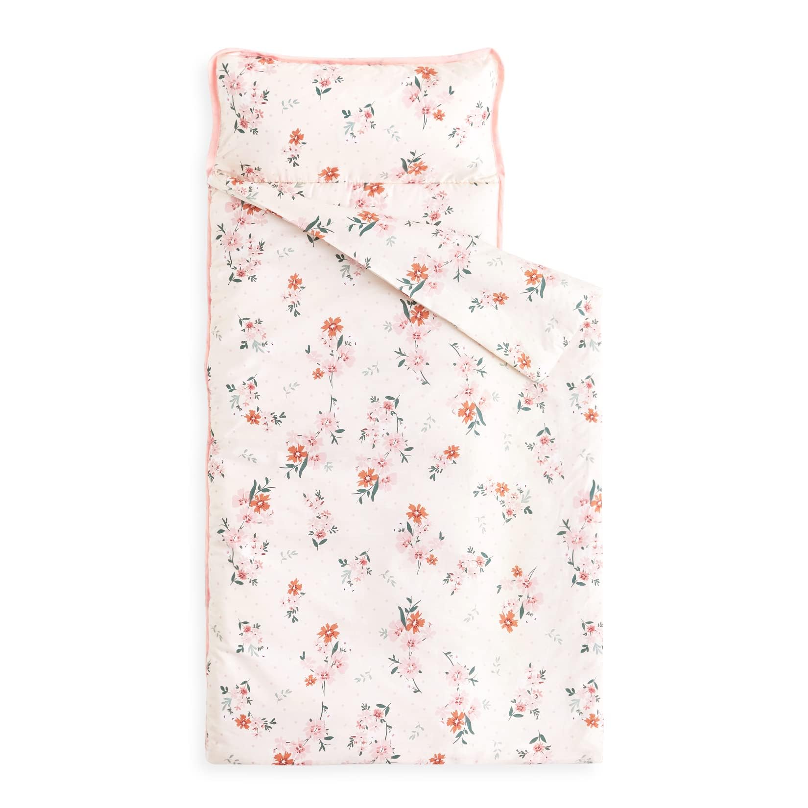 Wake In Cloud toddler nap mat floral cover with breathable cotton inviting cozy naps.