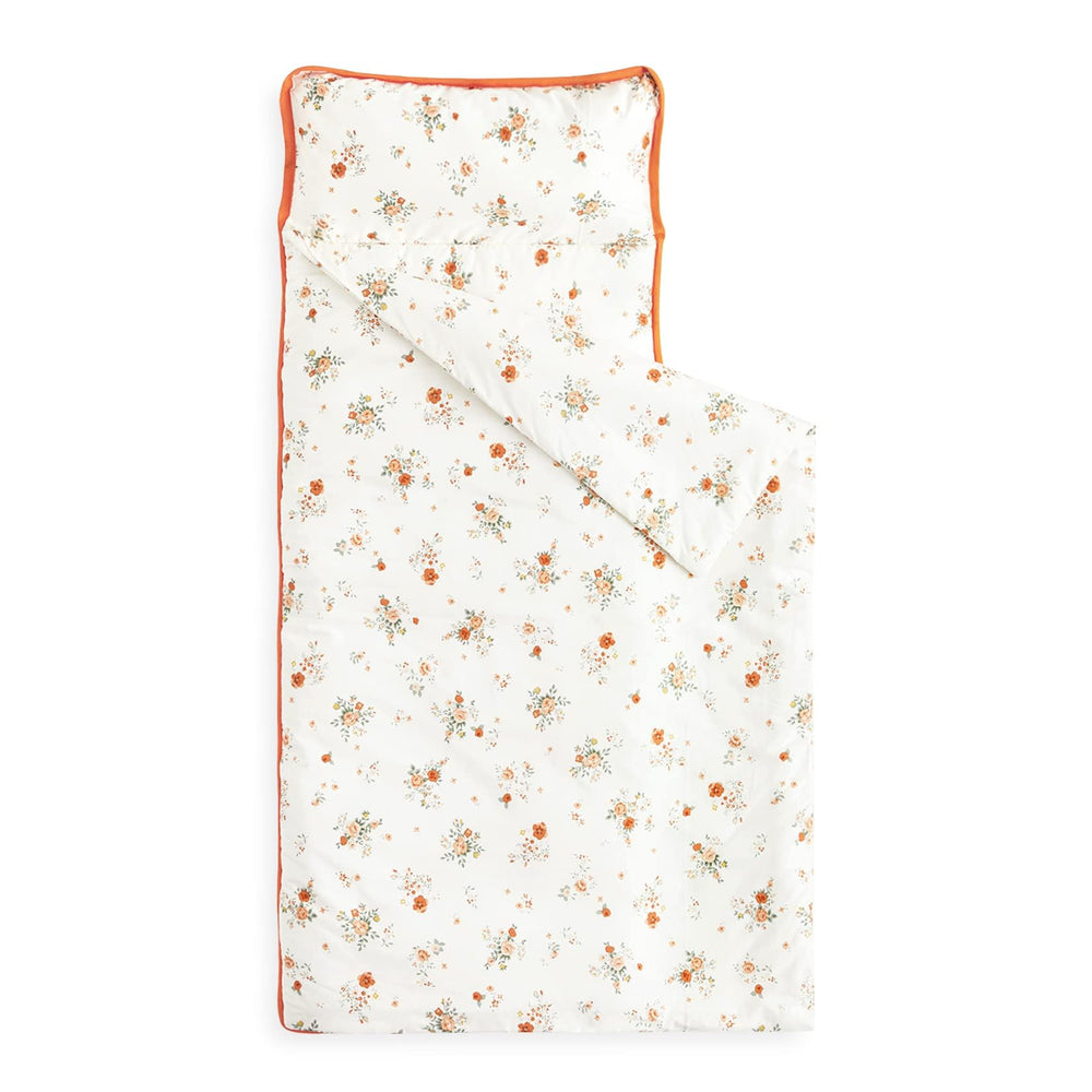 Wake In Cloud toddler nap mat with floral design ideal for cozy daycare naps.