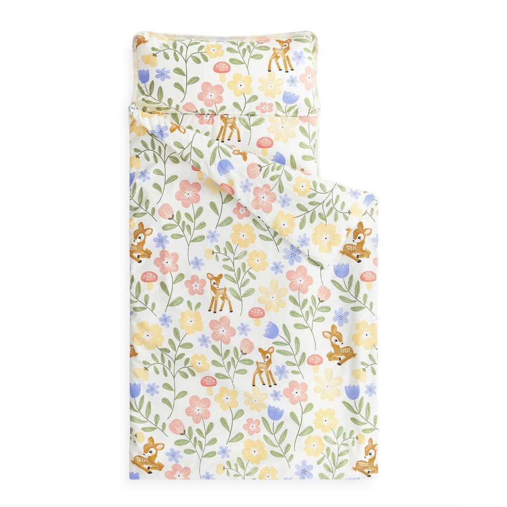 Wake In Cloud nap mat with floral design ready for nap time