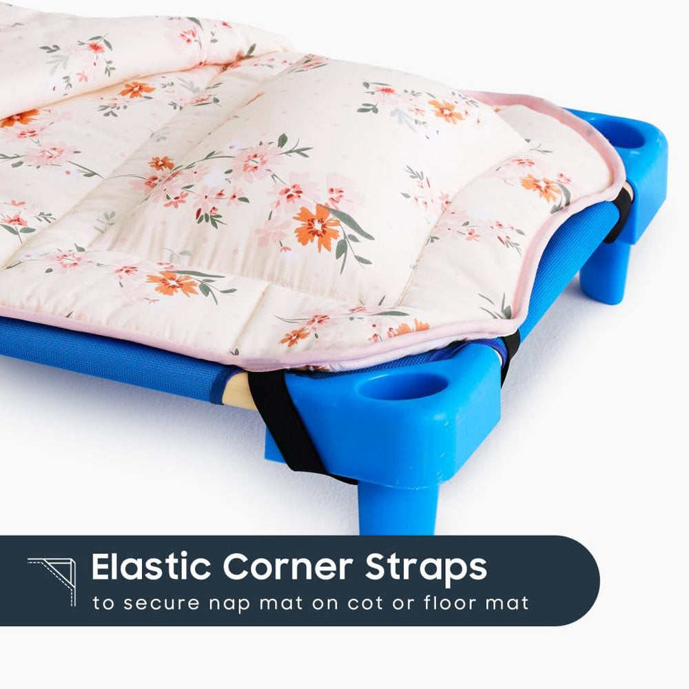 Wake In Cloud nap mat rolled with velcro fastener for storage.