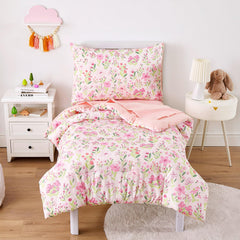 Wake In Cloud floral toddler bedding comforter close-up, ultra-soft microfiber for all-season comfort.