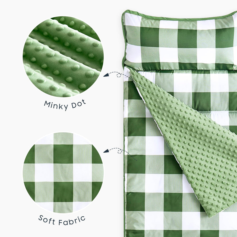 Wake In Cloud rolled-up nap mat with hook-and-loop fastener for quick setup.