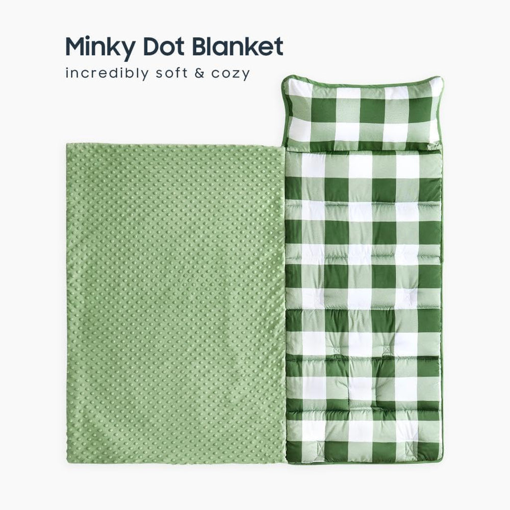 Wake In Cloud nap mat pillow—removable insert for adjustable support.