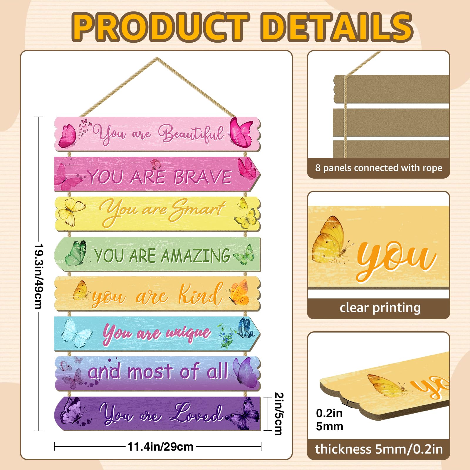 WAKOSAN Butterfly wall plaque set 2 shows colorful butterflies to brighten play spaces.