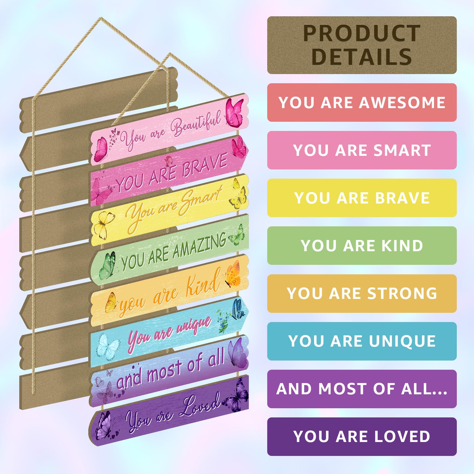 WAKOSAN Butterfly wall plaque 3 highlights motivational words for confident learning.