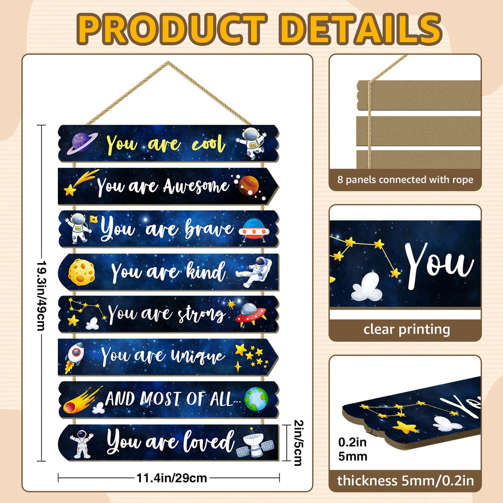 WAKOSAN Interstellar hemp-rope connected plaques simplify creating a stylish nursery display.
