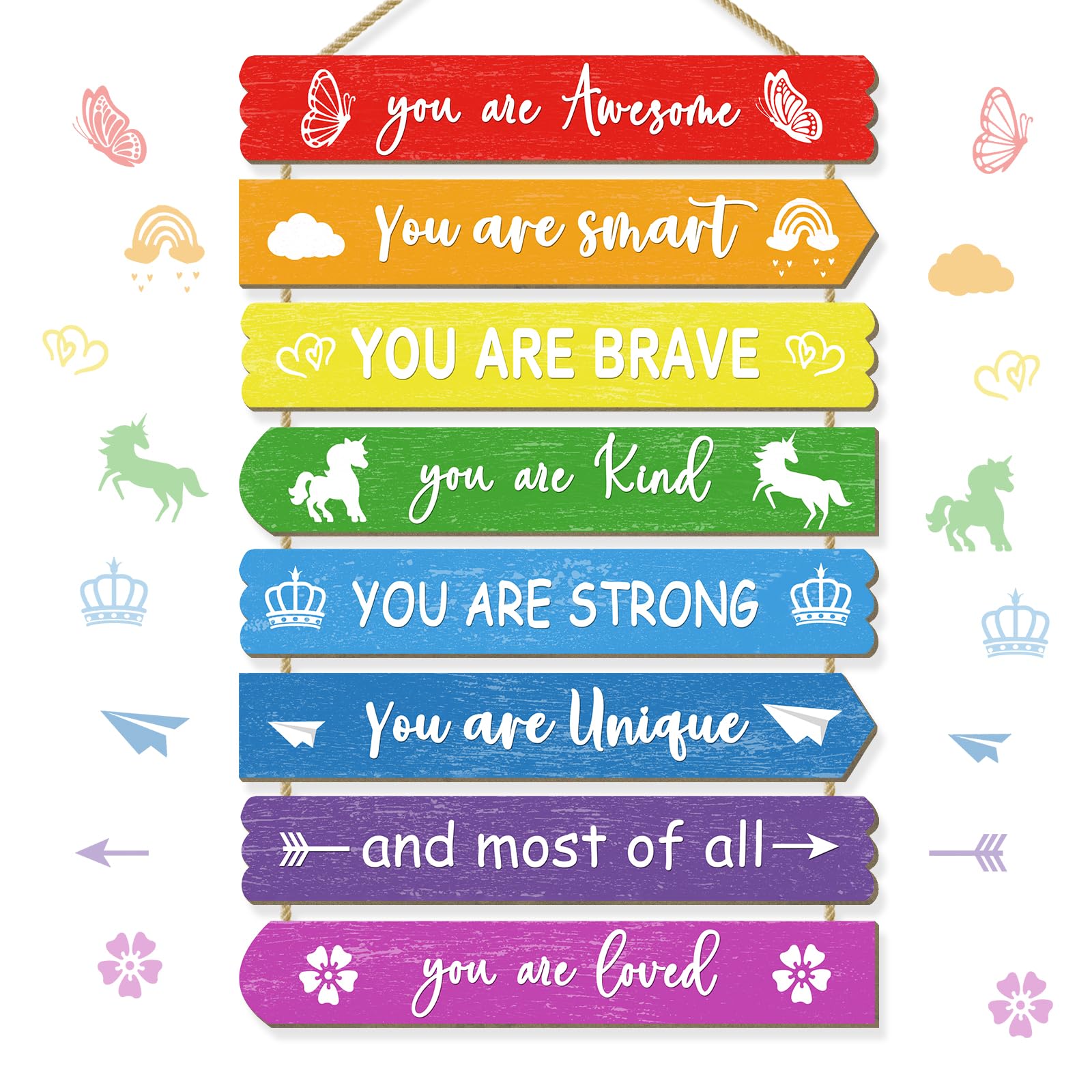 WAKOSAN rainbow wall plaque set - vibrant colors brighten kid's room