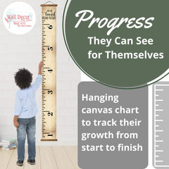 Wall Decor Plus More growth chart hanging on wall demonstrates ready-to-hang convenience