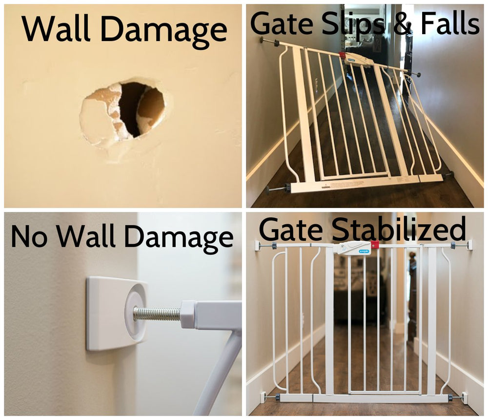 Wall Nanny compact design fits most gates without bulk.