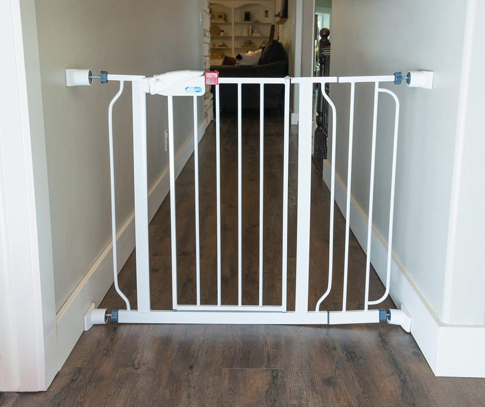Wall Nanny Extender doorway-fit demonstrates compatibility with standard gate openings.