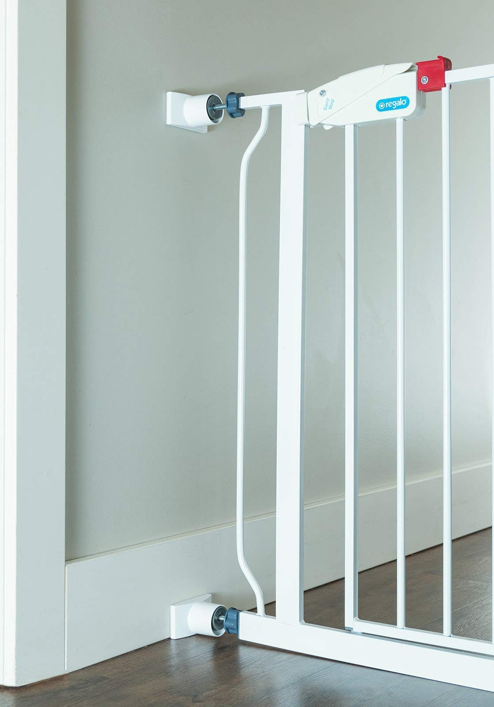 Wall Nanny Extender wall-damage-prevention protects walls from pressure-mounted gate hardware.