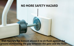 Wall Nanny soft rubber back cushions walls during daily gate use.