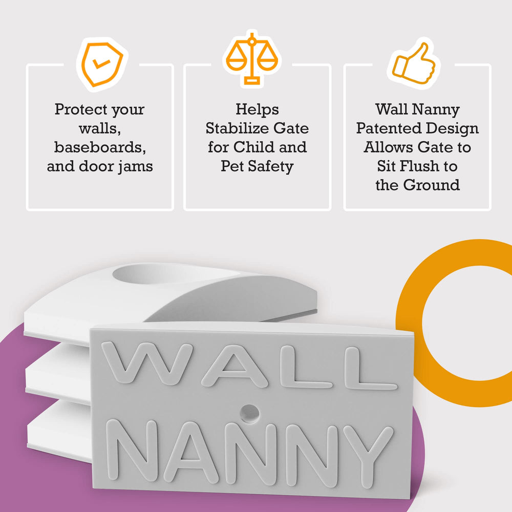 Wall Nanny soft rubber backing cushions walls from scuffs and dings.