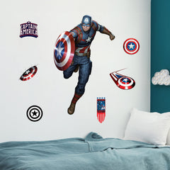 WALL PALZ Captain America wall decal 24in creates a bold focal point in kids' rooms
