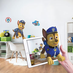 Wall Palz Chase decal 24inch on wall adds Paw Patrol energy to kids' room decor.