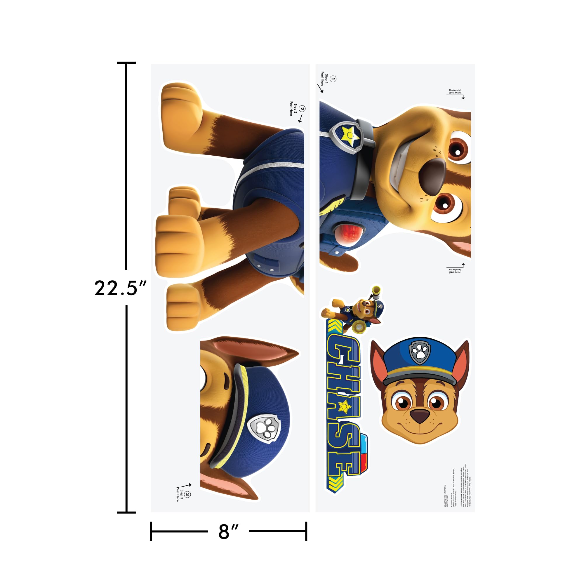 Wall Palz Chase decal shown on doors and mirrors for dynamic room storytelling.
