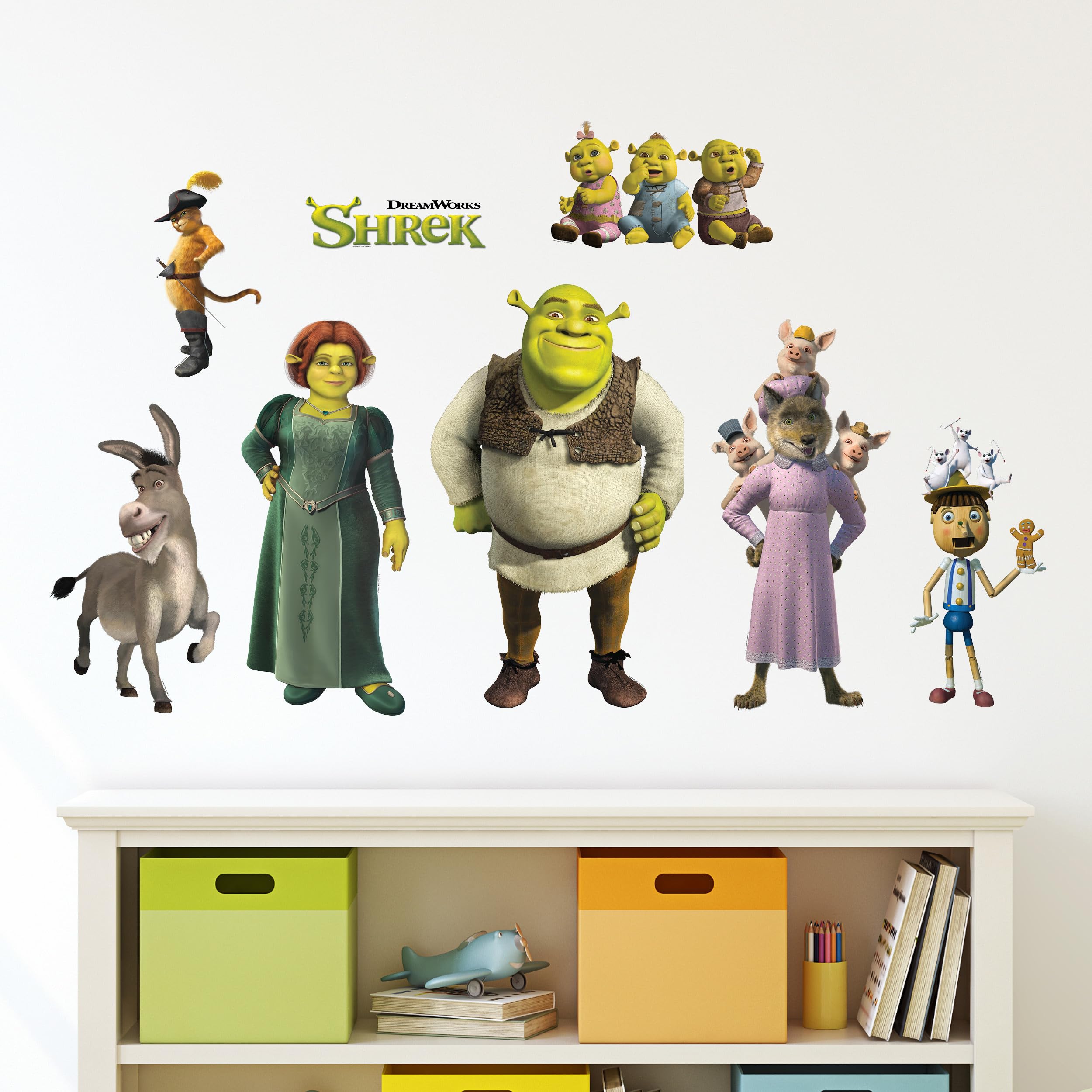 Wall Palz DreamWorks Shrek Donkey decal, easy peel-and-stick wall decor for kids' rooms.