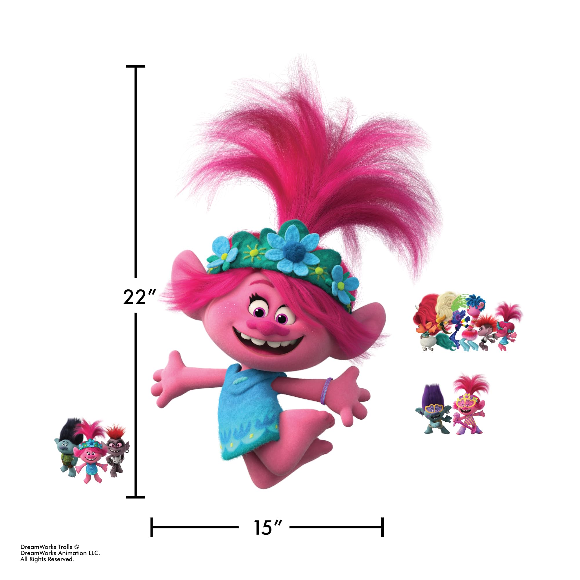 Licensed DreamWorks artwork, made in the USA with authentic Trolls design.
