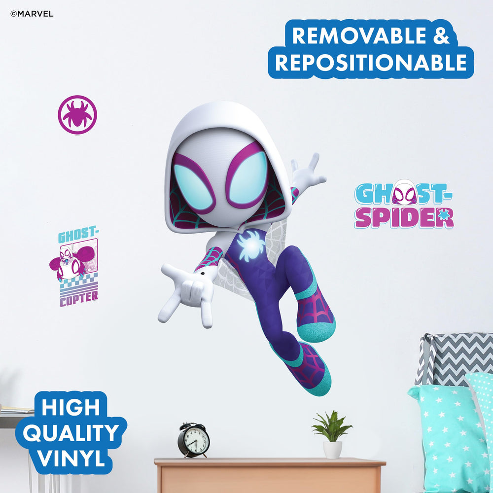 Wall Palz Ghost-Spider logo mini decal adds subtle Marvel flair to doors or mirrors.