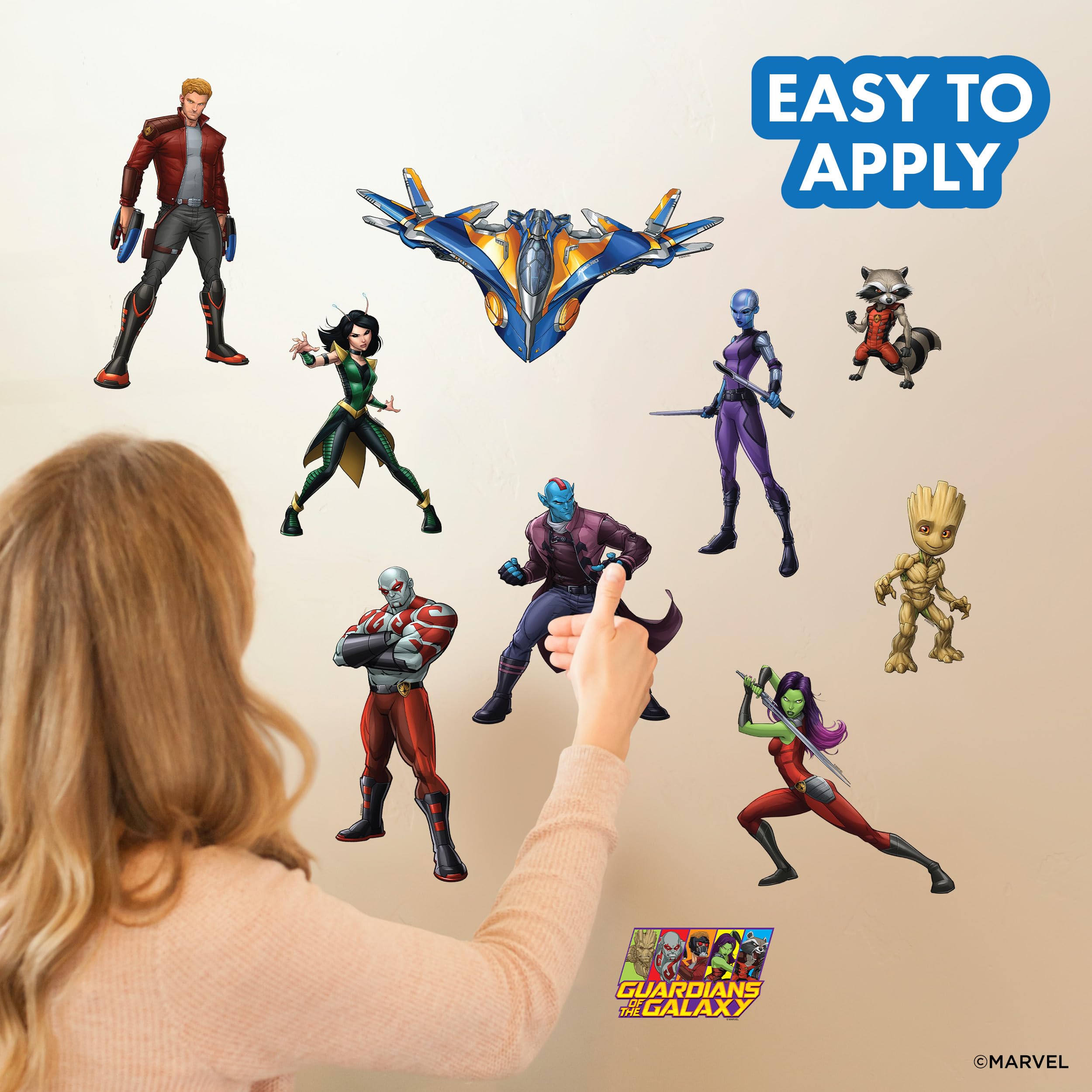 WALL PALZ Rocket Raccoon decal: vibrant, no-residue application ideal for dorms or bedrooms.