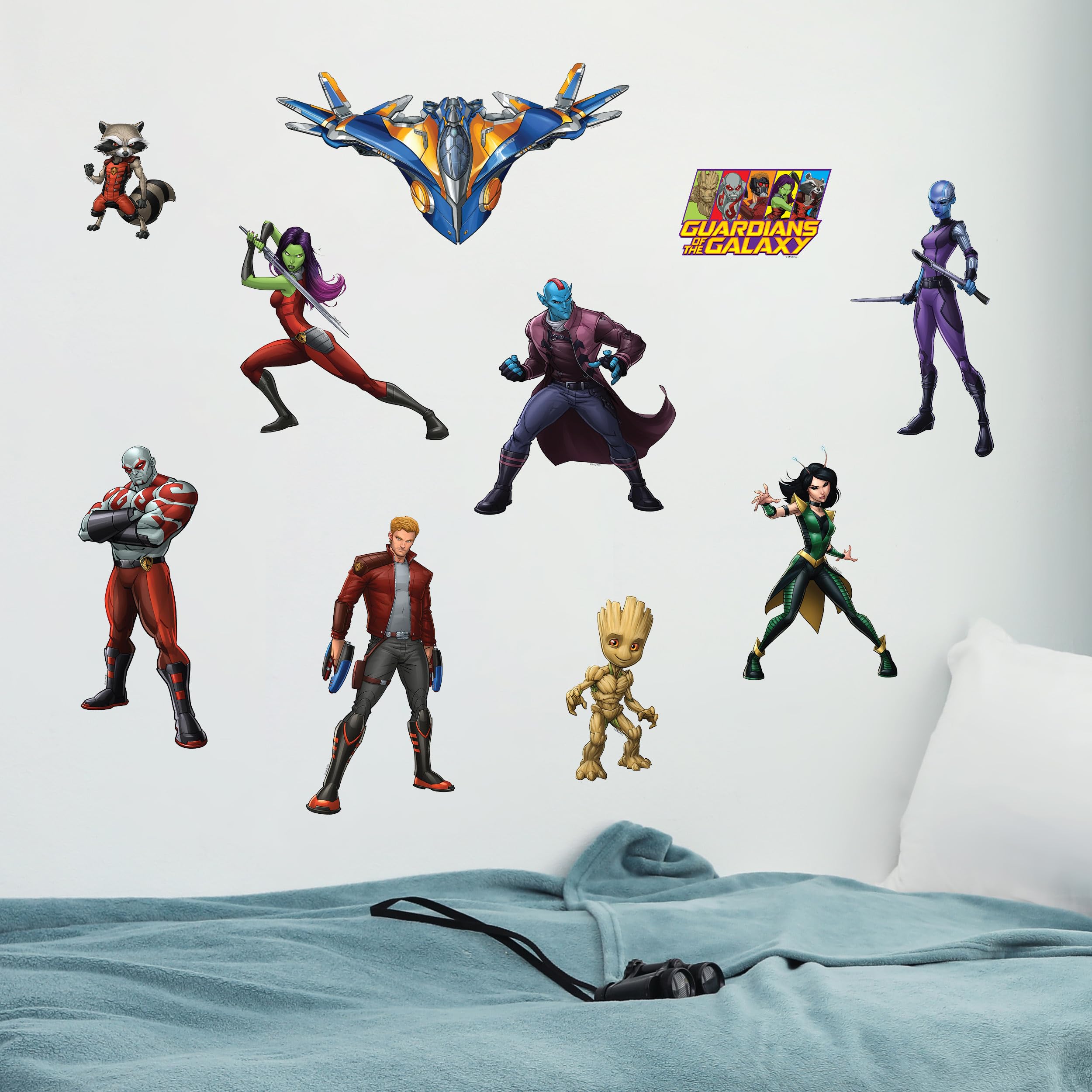 WALL PALZ Guardians Star-Lord decal: removable vinyl for quick, hero-themed room upgrades.