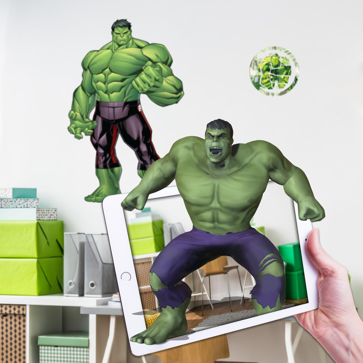 Wall Palz Hulk 17-inch AR wall decal adds dynamic Marvel energy to any room.