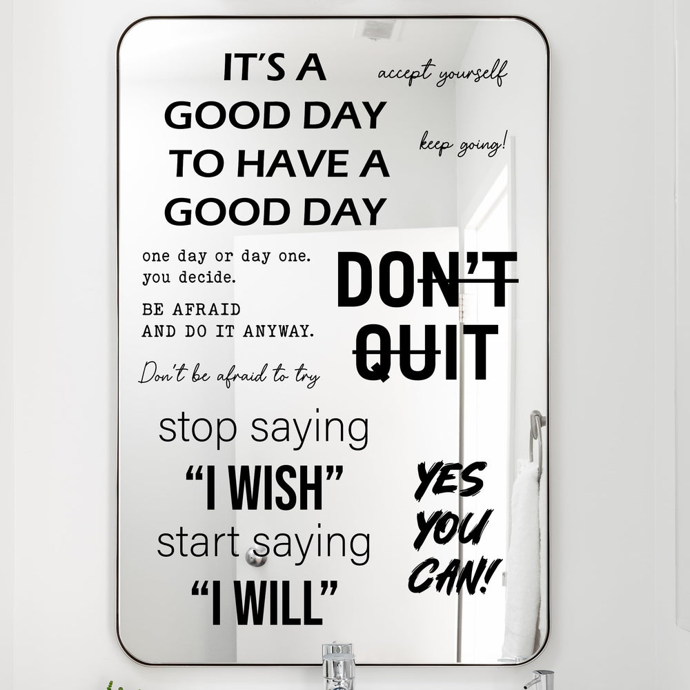 WALL PALZ inspirational mirror decals Dont Quit quote boosts daily motivation in any room