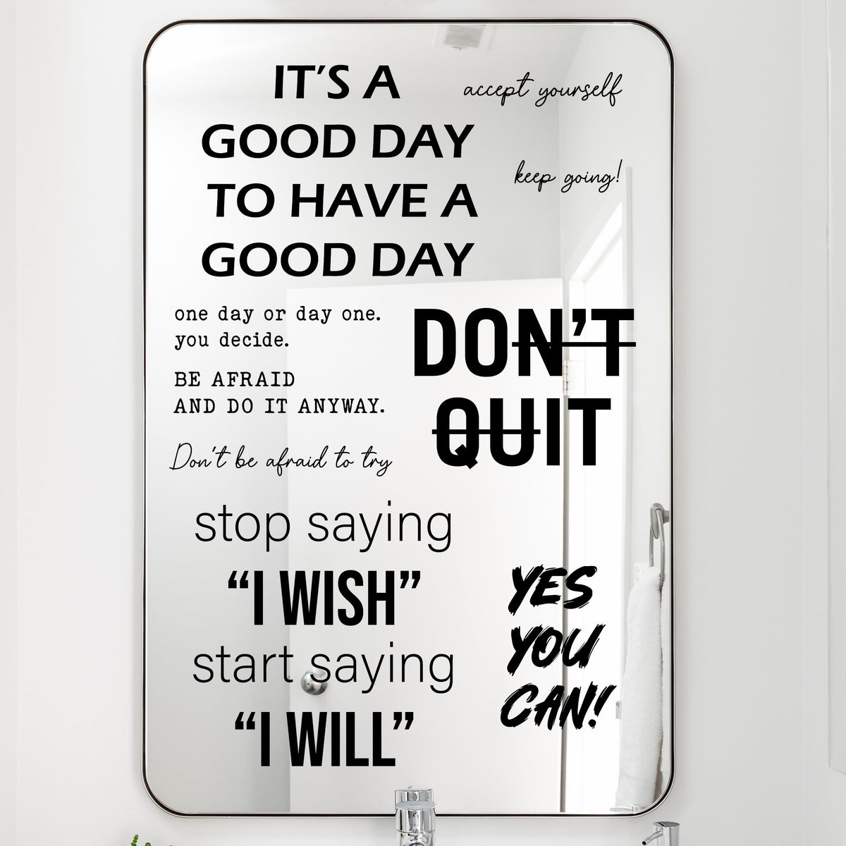WALL PALZ inspirational mirror decals Dont Quit quote boosts daily motivation in any room