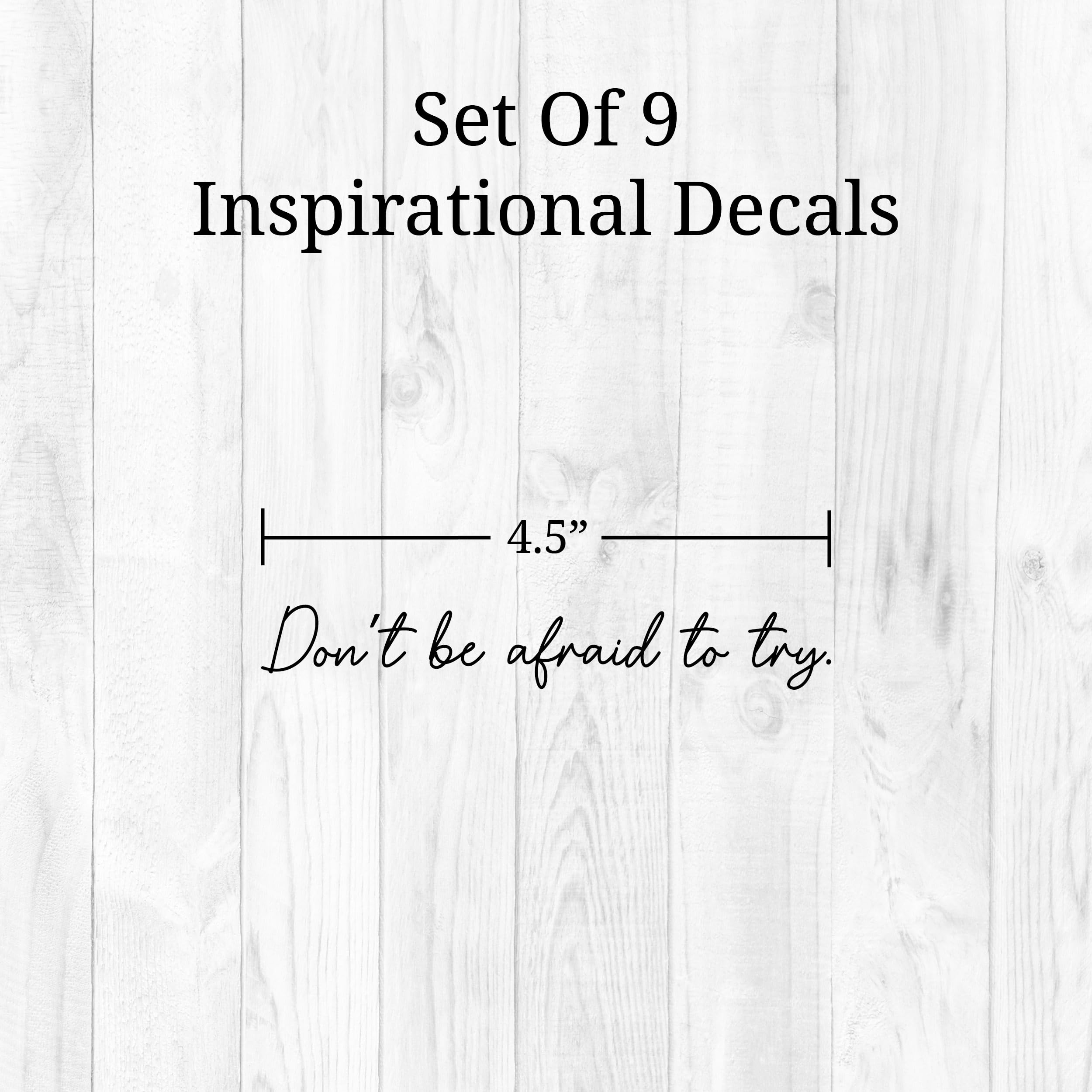 WALL PALZ inspirational mirror decals nine-phrase set in black lettering complements any decor