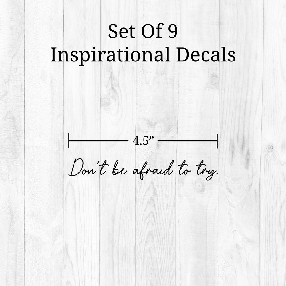 WALL PALZ inspirational mirror decals nine-phrase set in black lettering complements any decor