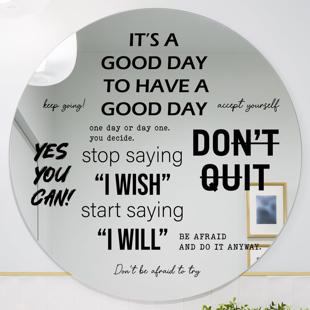 WALL PALZ inspirational mirror decals Yes You Can quote ideal for living rooms or study areas