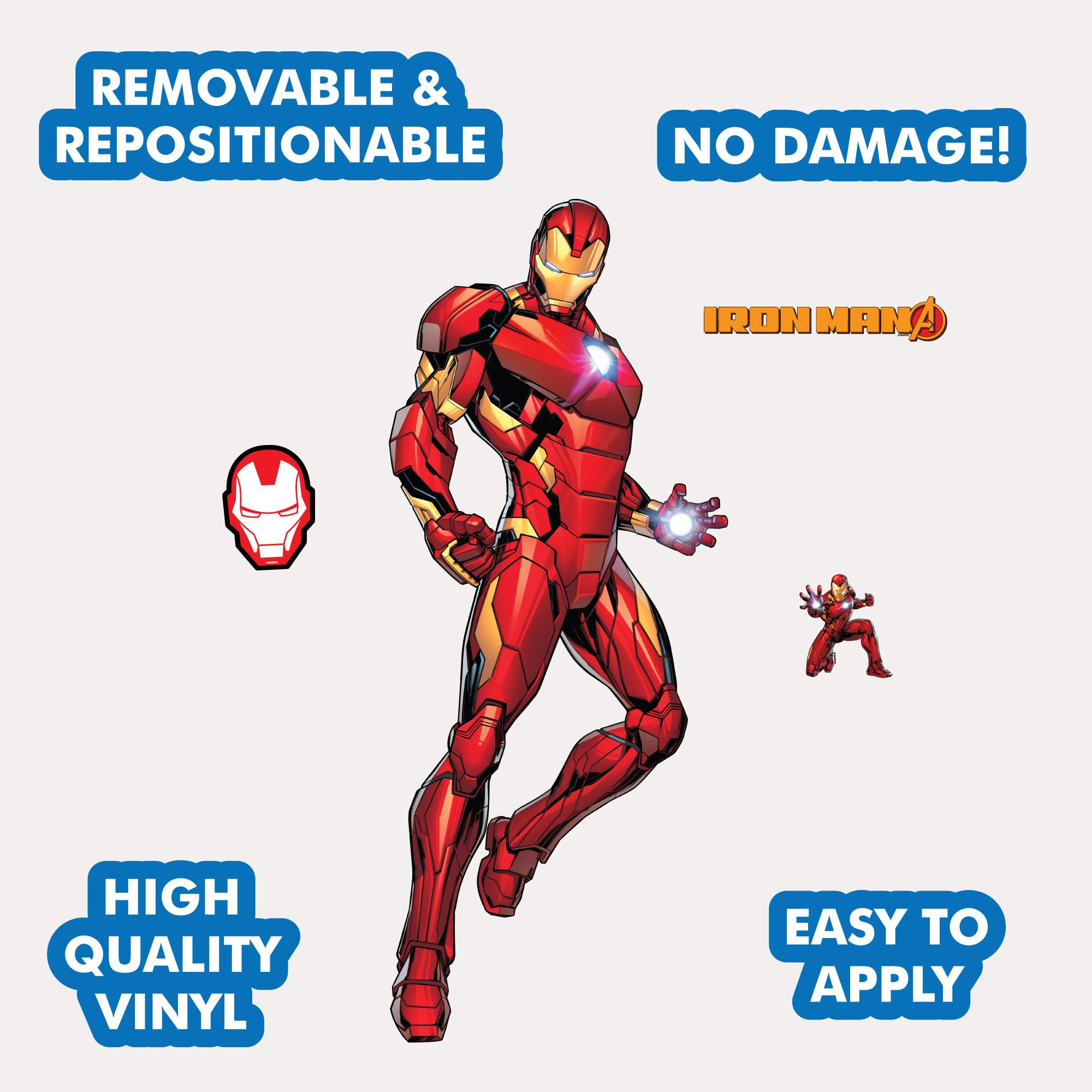 Wall Palz Iron Man decal application shows easy peel-and-stick setup for fast decorating