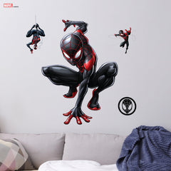 Wall Palz Miles Morales 20-inch AR decal on wall delivers immersive action.