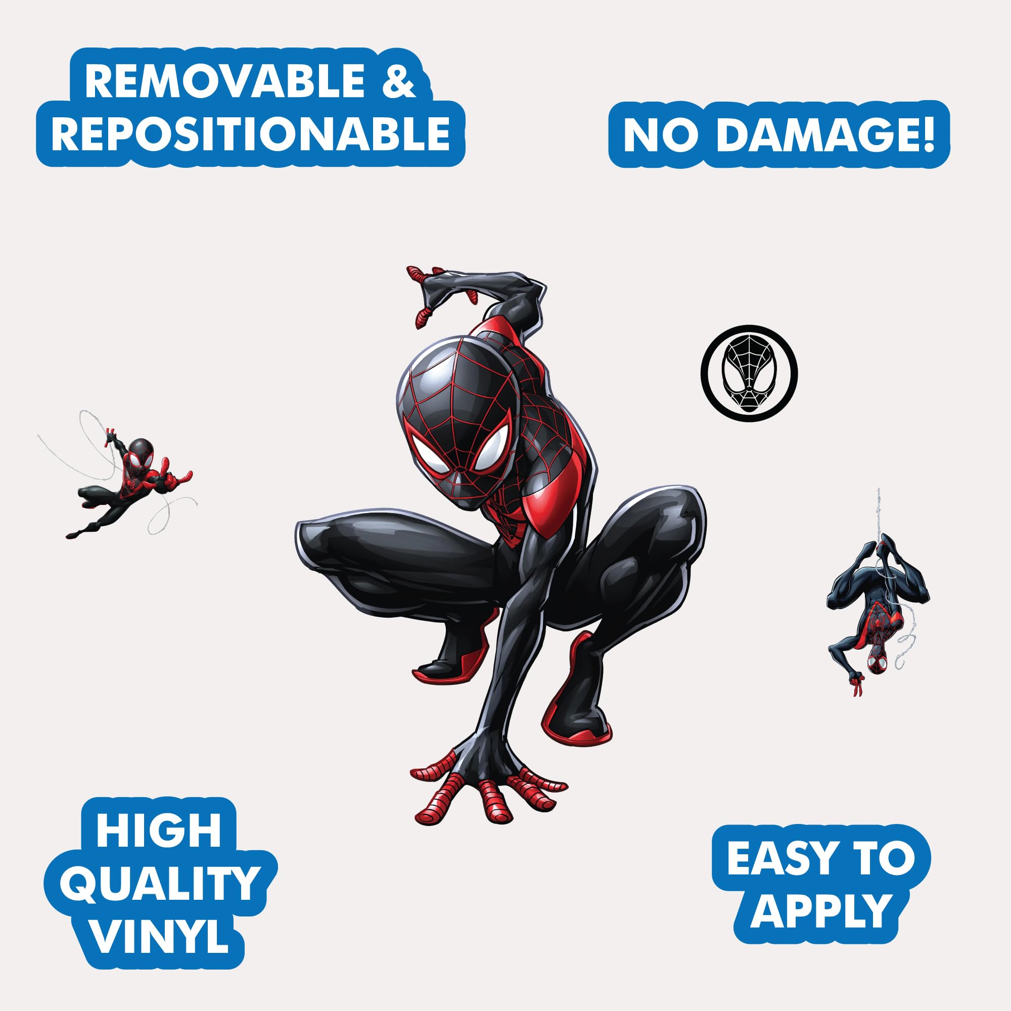 Wall Palz Miles Morales peel-and-stick decal enables simple, residue-free application.